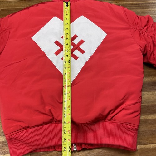 Doing It For The Cuddles Puffer Jacket Medium Red DJ Will Clark Designer Bomber - Picture 7 of 8