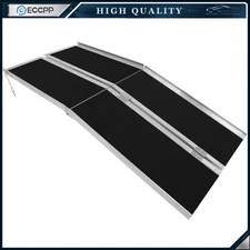 10ft Aluminum Multi-Folding Ramps Home Wheelchair Ramp Portable Non-Slip 600LBS