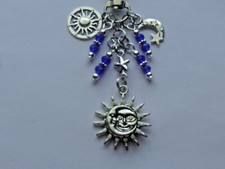 CELESTIAL MOON SUN STAR KEYCHAIN PURSE CLIP BAG CHARM JUNK JOURNAL DANGLE FOB