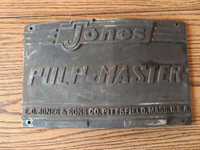 Antique Heavy Brass Jones Pulp Master E D Jones & Sons Pittsfield Mass Machinery