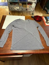 All Hours Womens Blue/Grey solid Long Sleeve Knit Top