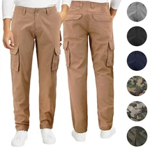 Men's Cotton Tactical Work Trousers Multi Pocket Military Army Cargo Pants