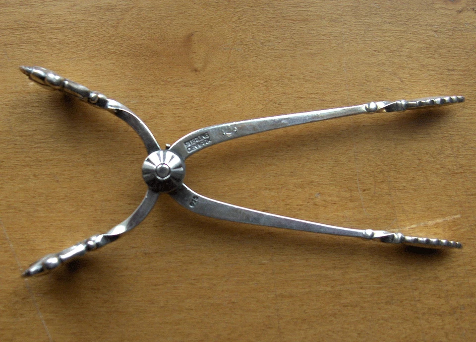 Georg Jensen желудь из чистого серебра сахар щипцы ~ ножницы стиль ~ ранняя марка ~ Дания - Изображение 3 из 4