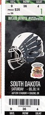 2014 OREGON DUCKS VS SOUTH DAKOTA 8/30 TICKET STUB COLLEGE FOOTBALL