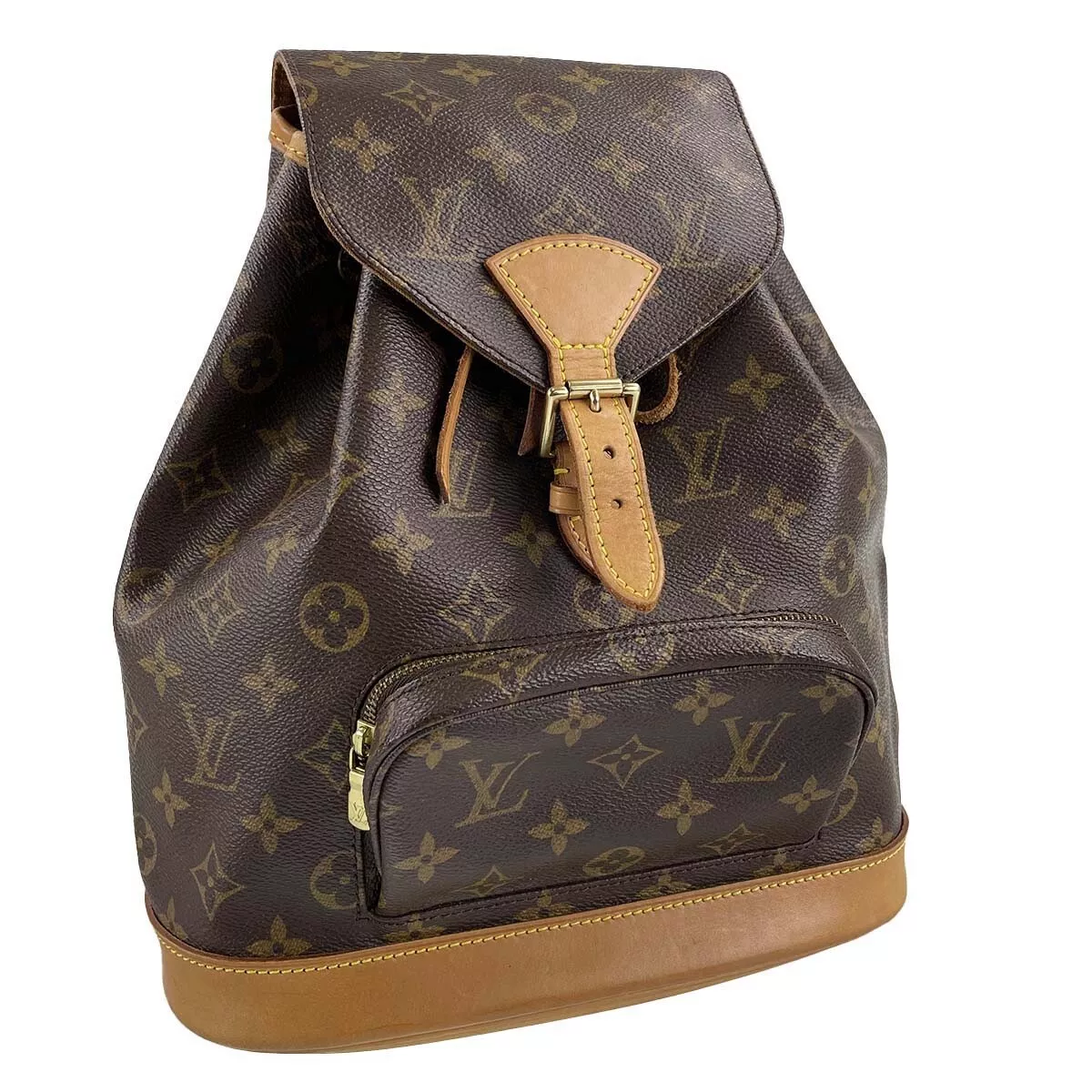 Louis Vuitton Monogram Monsieur MM Leather Fabric Brown Backpack Bag  Authentic