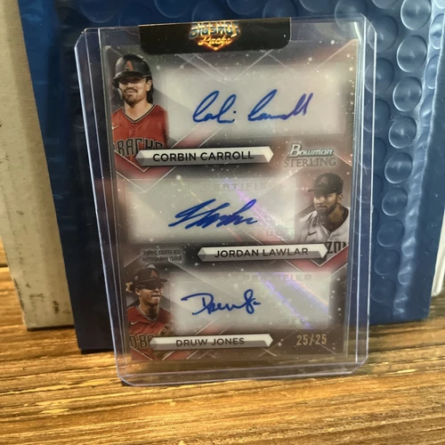 /25 Sterling Triple Auto Corbin Carroll, Jordan Lawlar, Druw Jones Last on Print
