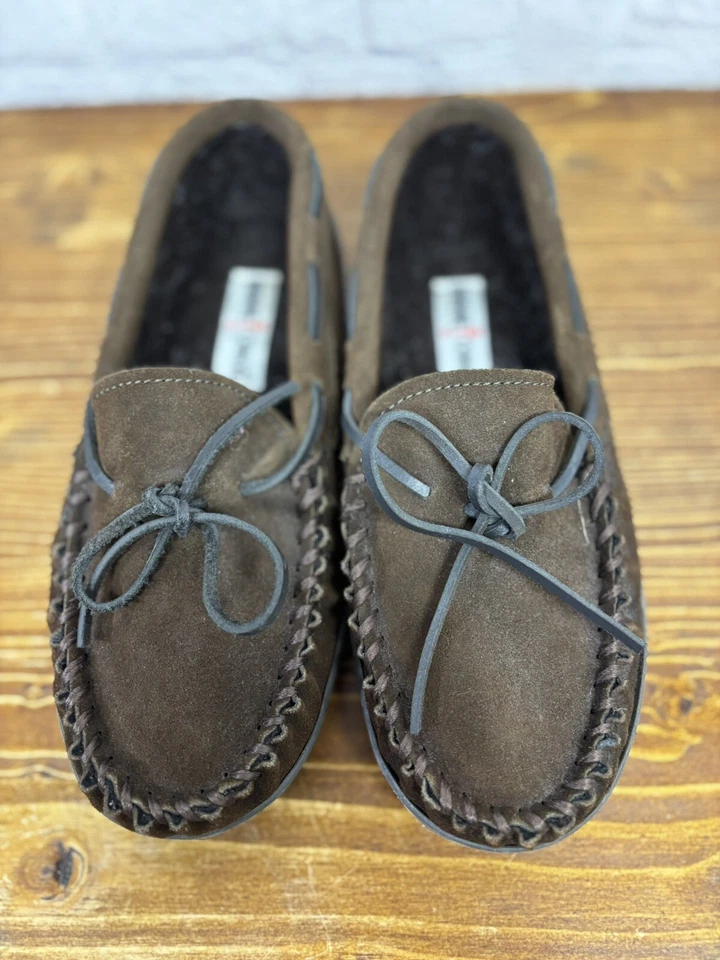 Zapatillas de mocasín Minnetonka para hombre talla 8 marrón forradas con suela dura 41322 cálidas Foto 2 de 4