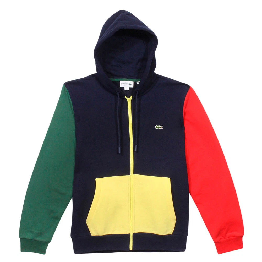 Lacoste Menu0026#039;s Sweatshirt Color-Block Hooded Full Zip Up Blue/Green/Red/Yellow  | eBay