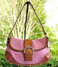 Coach Vintage F10926 Soho Y2K Pink Signature C Canvas Leather Shoulder Bag