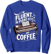 Fluent in Piano Keys and Coffee Funny Pianist Music Unisex Crewneck Sweatshirt