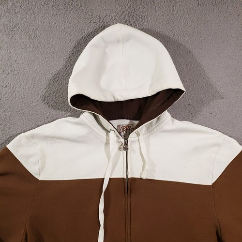 Felpa con cappuccio Kirra vintage uomo extra large marrone bianco righe full zip skater punk - Foto 3 di 14