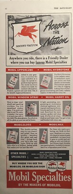 Mobiloil Specialties Across The Nation Oil Lube Wax Vintage Print Ad 1940