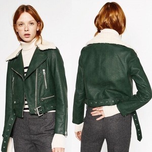 zara green biker jacket