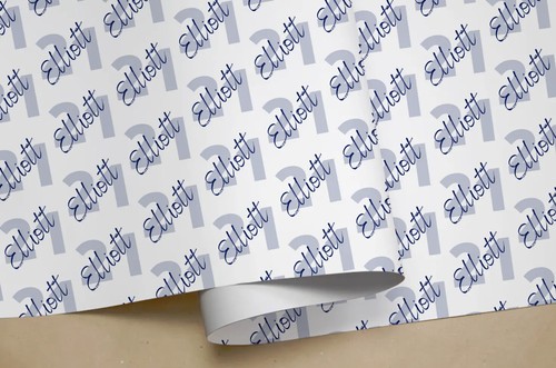 Personalised BIRTHDAY Navy Blue Gift Wrapping Paper Sheet or Roll Any Name & Age - Picture 3 of 3