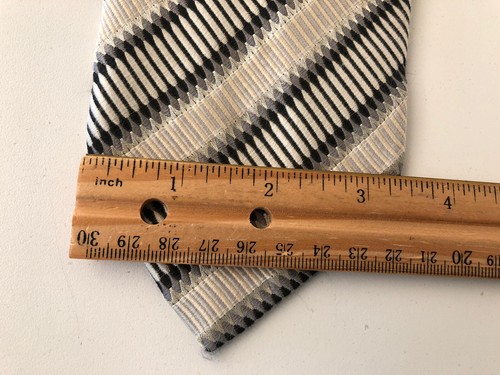 Nino Ferretti Silver Striped Black Khaki Silk Necktie 61" X 3.5" - Picture 5 of 5