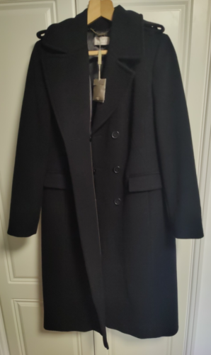 BNWT - Ladies Planet Black Wool & Cashmere Long Coat Size UK 12 - RRP £299 - Picture 3 of 7