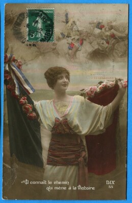 Old postcard Patriotic: He knows the way that leads to Victory / 1915