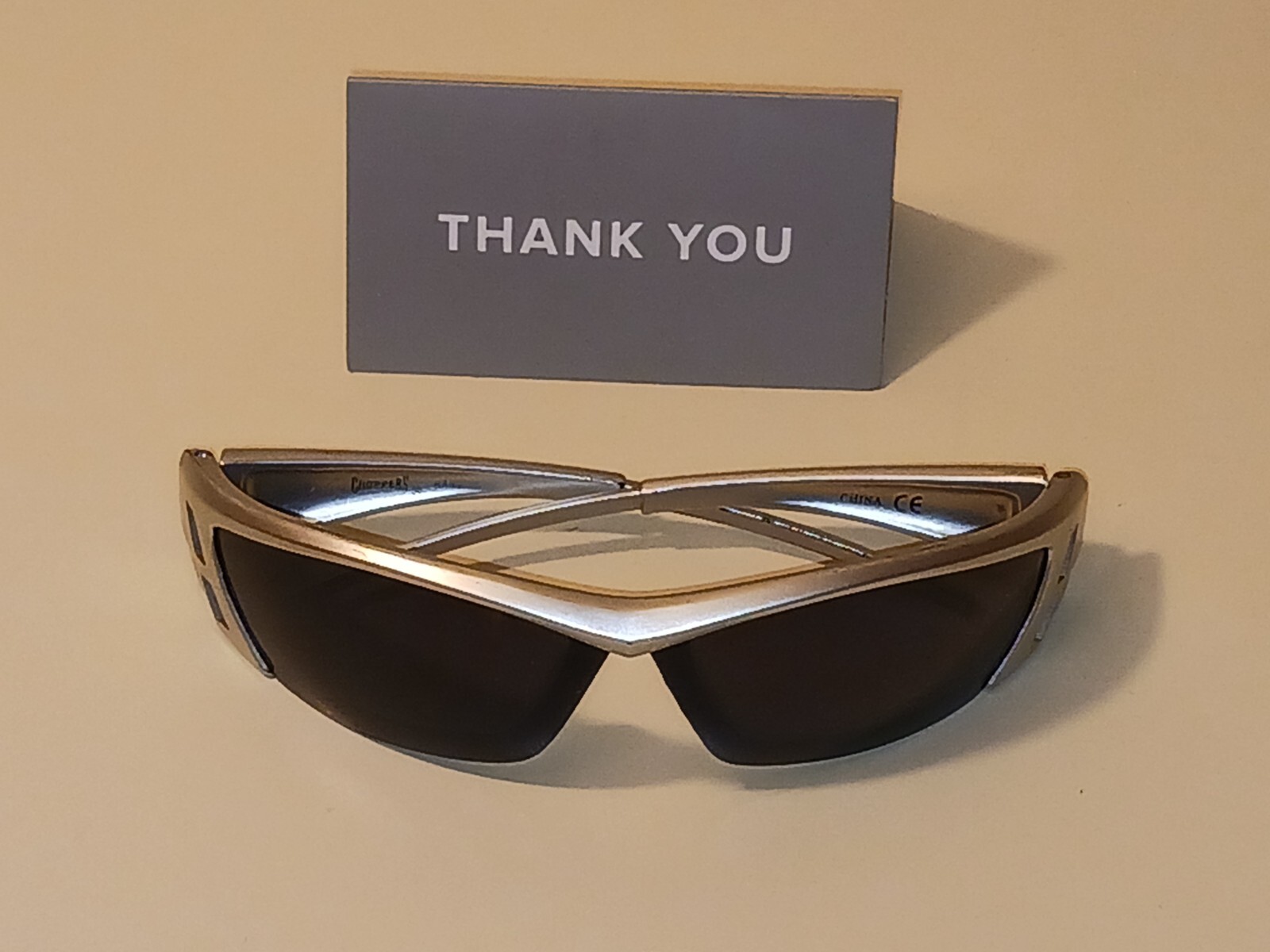 Grey Silver Choppers Sunglasses with Dark Lens in VGC-image