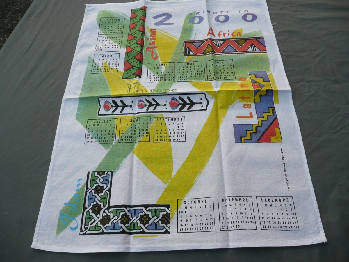 Torchon Calendrier 2005 Vintage Linge de cuisine les fromages de France