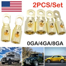 2PCS Car Wire Coupler Terminal Butt Connector 0 4 8 Gauge Joiner Screw Ring Gold