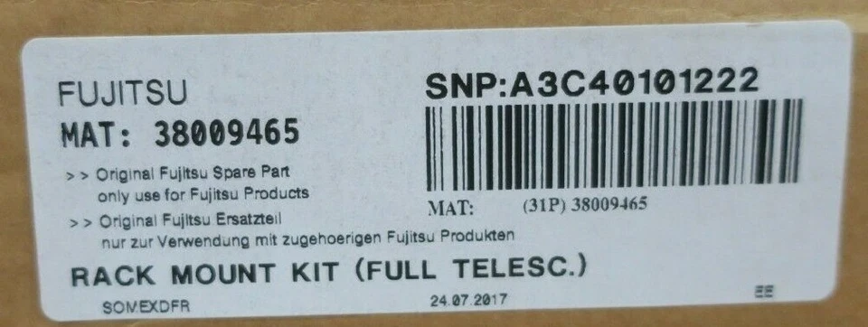 New Fujitsu Primergy RX200 / RX300 S6 Telescopic Rack Mount Rails A3C40101222 - Image 3 of 4