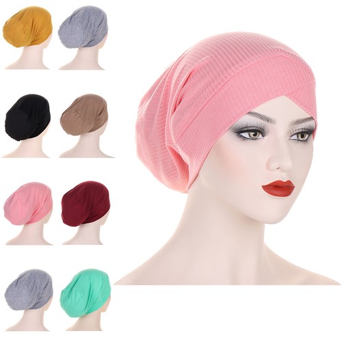 Mujeres Musulmanas Pérdida de Cabello Hijab Gorro Sombrero Bufanda en la cabeza Envoltura Gorras Islámico - Imagen 19 de 33
