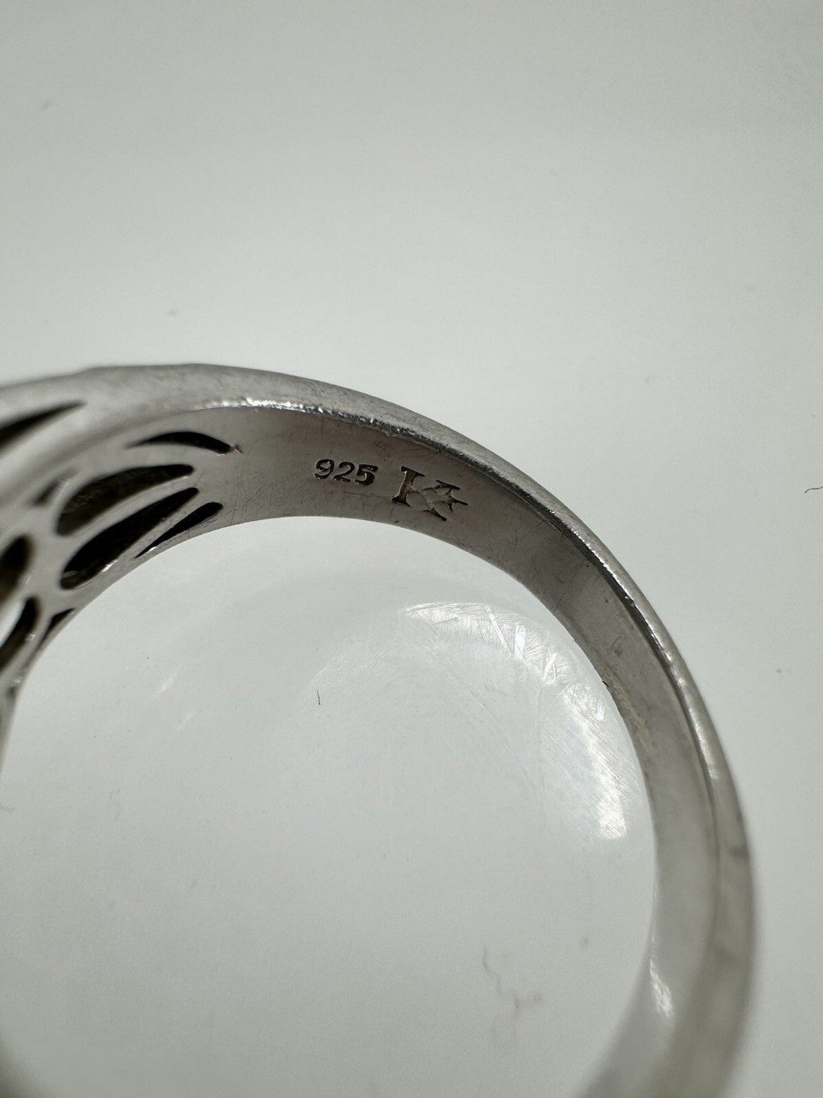 Designer Solid Sterling Silver Diamond Ring Size 7 - image 7