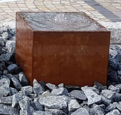 Brunnenquader 30/30/30 cm Roststahl Cortenstahl Gartenbrunnen Quader Würfel