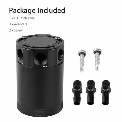 Universal Racing Baffled 3-Port Oil Catch Can Tank Reservoir Air-Oil Separator - Picture 6 of 10