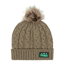 Ridgeline Nordic Fleck Bobble Hat Teak Beanie Autumn Winter Hat Faux Fur Pom