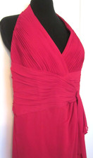 David’s Bridal Women 16 Red Halter Long Dress/Gown w/matching wrap~Waist accents