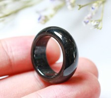 Video Certified Green Black A JADE Jadeite Circle RING USA .5.25        508994