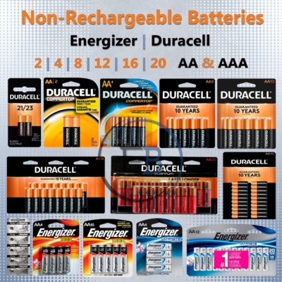 Non-Rechargeable AA OR AAA Batteries Lithium lot Alkaline Energizer OR Duracell