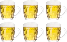 Dimple Stein Beer Mug Set, 10 Oz Beer Glasses with Handle, Glass Beer Mugs, Dish
