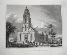 Frankenberg Kirche alter wunderschöner echter Stahlstich 1842