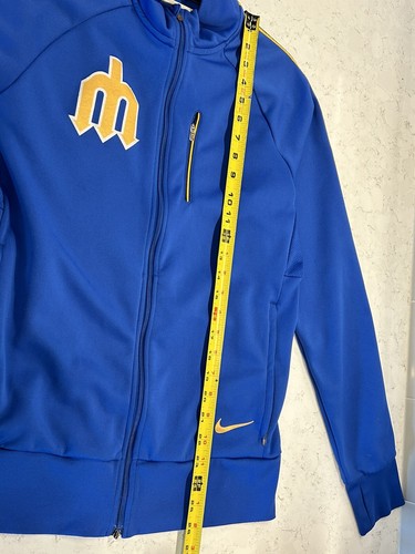 Seattle Mariners Nike Cooperstown Dri-Fit MEDIUM Track Jacket Blue Gold (READ) - Picture 11 of 14