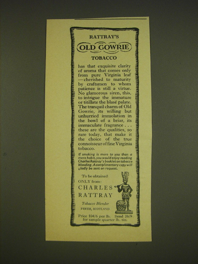 old gowrie tobacco 1963 Charles Rattray Old Gowrie Tobacco Ad