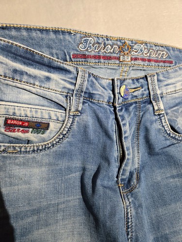 Baron Denim Men's Denim Blue Jeans Size 30 x 33 1/2 Classic Western Retro Design - 第 4/12 張圖片