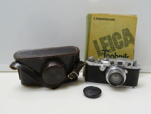 Leica D.R.P. Ernst Leitz Wetzlar  Summar 50mm 5cm 1:2 + Ledertasche + Buch - Bild 1 von 5