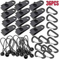 36 PCS Black Heavy Duty Tarp Clips Set, Camping Tent / Awning Clamps Tie Down UK