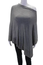 La Fiorentina Womens Crystal embellished trim Pullover Poncho Sweater Gray OS