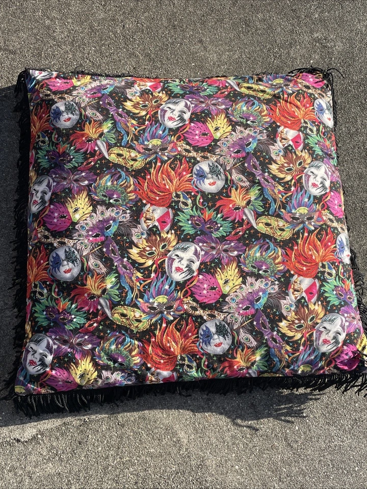 RARE Mardi Gras Mask Cirque De Soleil Voodoo Fringe UNIQUE OOAK PILLOW ❤️blt7j2 - Image 3 of 4