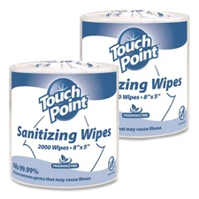 Hand Sanitizing Wipes Refill, 5 x 8, Fragrance Free, White, 2,000 Wipes/Roll, 2