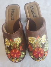 Y2K Mudd Panther Slip On Chunky Platform Embroidered Bling Women's Clogs 7M