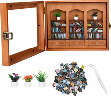 Anxiety Relief Mini Bookshelf with 200 Books and Decorative Plants