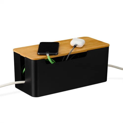 Kabelbox kabel organizer opberbox stekkerdoos kabels wegwerken kunststof bamboe