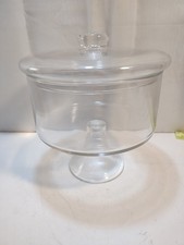 Vintage Glass Lidded Bowl PEDESTAL Platter Fo...