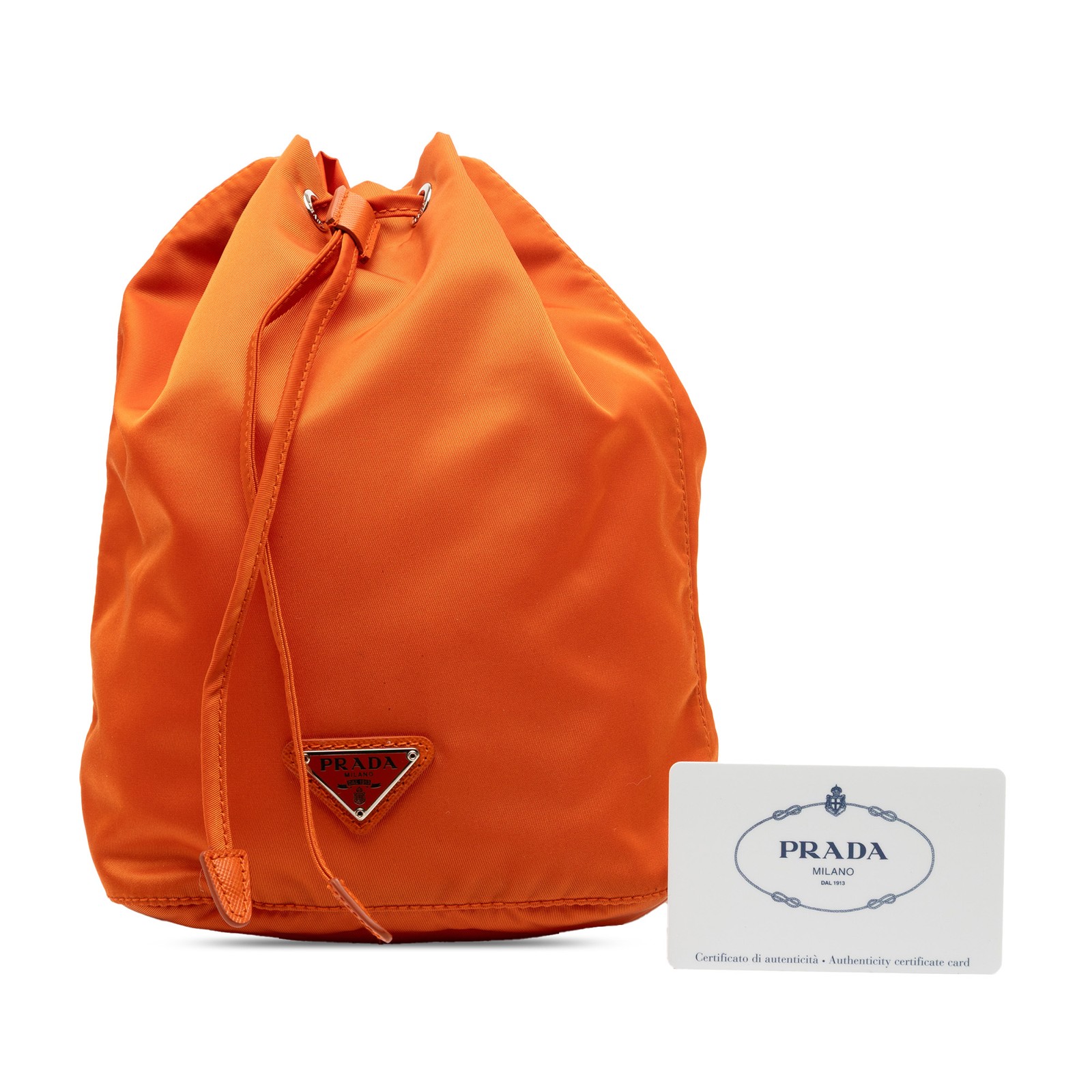 Authenticated Prada Tessuto Drawstring Pouch Oran… - image 6