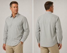 Pierre Cardin Men s Dress Shirt 16.5 32/33 Light Gray Long Sleeve Button Front