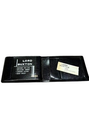 NWT NOS Vintage Lord Buxton Leather Wallet Black Made In USA Bifold